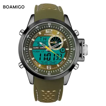 Barbati Ceasuri Sport BOAMIGO Brand de Ceasuri Cuarț Analogic Digital ceas cu LED-uri Banda de Cauciuc rezistent la apa 30M Ceasuri reloj hombre