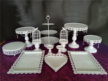 Tortul de Nunta alb Suport Cupcake Display cu margele picături de Partid Recuzită 12buc/set