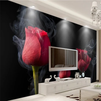 Beibehang Foto Personalizat Tapet Mural 3d Home Decor Romantic Fum de Trandafir Roșu TV de Perete de Fundal Tapet Living murală