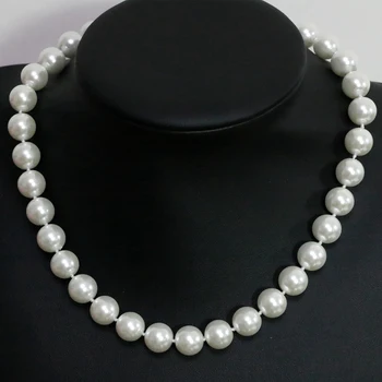 Farmecele 4 culori simulate-perla coajă rotund margele 8-14mm strand lanț colier femei nunti, cadouri de partid cravată bijuterii B1478