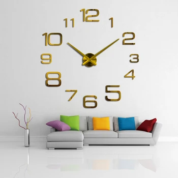 2016 Nou Ceas de Perete 3d din Acril Oglindă Ceasuri Reloj De Pared Cuarț, Administrat de Acasă Living Modern Diy Autocolante de Perete