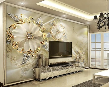 Beibehang 3d Europene papel de parede interior minimalist tapet palatul vântului bijuterii de aur floare TV de perete de fundal tapety