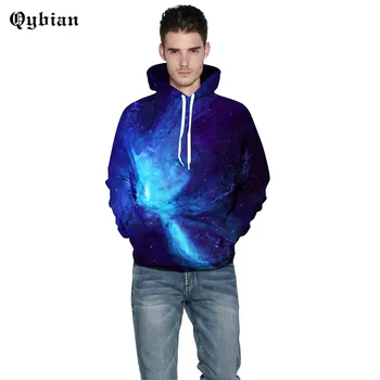 Qybian Tendințe în 2017 Oameni Noi Hanorace albastru Space Galaxy Printuri 3D Jachete Hanorac Casual Barbati Maneca Lunga Brand de Îmbrăcăminte