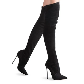 Carollabelly Slim Cizme Sexy, peste genunchi din piele de Căprioară femei cizme pentru femei de moda de iarnă subțire cizme pantofi de femeie