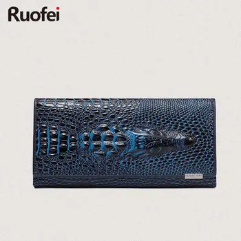 Noua moda Femei Portofel Hasp Monedă Posete Titularii de Brand din Piele Relief 3D Aligator Doamnelor Crocodil Lung de Ambreiaj Perete