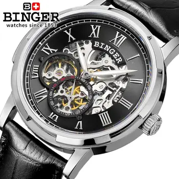 Elveția ceasuri barbati brand de lux ceasuri barbati BINGER luminos Automatic self-wind complet din oțel inoxidabil rezistent la apa B5036-4