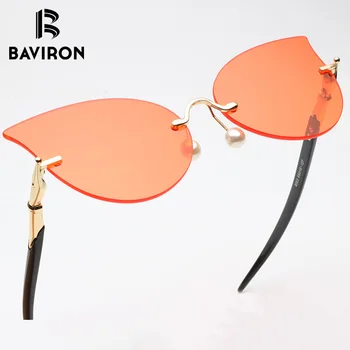 BAVIRON 2018 ochi de Pisica ochelari de Soare pentru Femei Brand Design fără ramă Perla Decor Vintage Cateye ochelari de Soare pentru Femei Ochelari pentru Femei