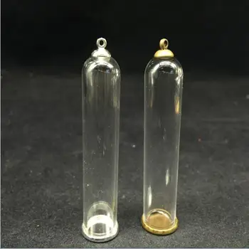 5sets/lot 60x12mm glob de sticlă de culoare argintie obișnuită de bază margele capac set flacoane de sticlă pandantiv de sticlă de dom constatările de bijuterii