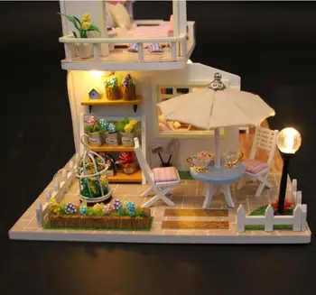 Papusa Casa DIY casă de Păpuși în Miniatură Model de Jucărie din Lemn Mobilier Casa De Boneca Case de Păpuși Jucarii Cadouri de Ziua de nastere