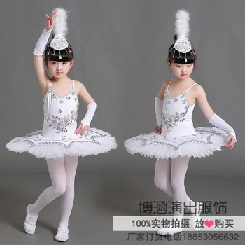 Costume de Balet haine Fete Bretele tutu voal Alb printesa pentru Copii de Crăciun, dans costum Little swan haine de fata