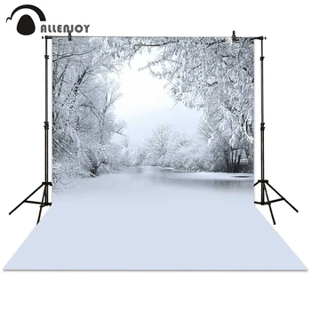Allenjoy fotografie fundal de crăciun, iarnă, lac, copac alb de zăpadă congelate fundal nou-născut photocall studio foto