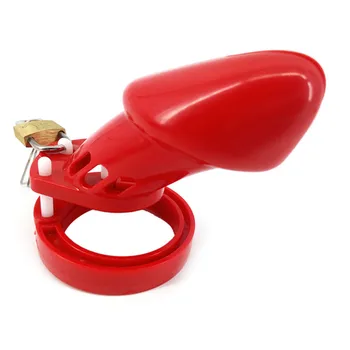 6000L Roșu de sex Masculin Dispozitiv de Castitate Cu 5 Dimensiune Inel Penis Cock Cuști de Castitate Blocare Diluare Penis Cock Ring Jucărie Sexuală pentru Bărbați J7-3-7