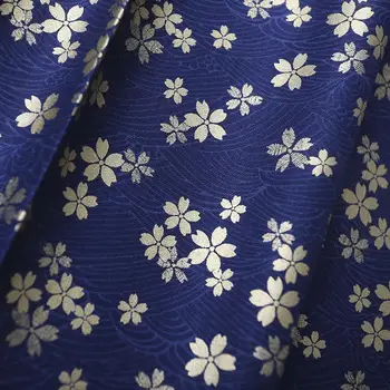 LEO&LIN Bronz Dark Blue Wave Flori de Cires, Flori de Imprimare Kimonouri Japoneze Retro Mozaic Tesatura de Bumbac Cusut ț 50cm