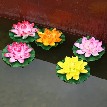 1buc 28cm Simulare floare de lotus din plastic bonsai de exterior rezervor de pește piscină de amenajare a teritoriului ghivece cu plante flori