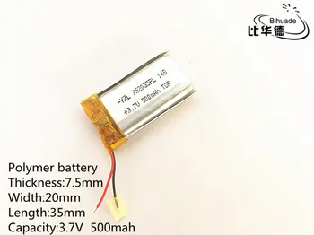 Transport gratuit 5pcs/lot Polimer baterie de 500 mah 3.7 V 752035 smart home baterie Li-ion pentru dvr, GPS, mp3, mp4