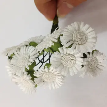 100 buc/sac de Hârtie de Dud Daisy Flori de nunta Buchet de flori/tija de sârmă/Scrapbooking Flori de simulare flori de floarea-soarelui