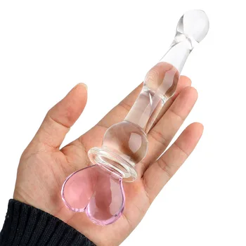 IKOKY Inima Roz de Sticlă Vibrator pentru Femei Cristal Masturbator de sex Feminin pentru Vaginal și Anal Stimularea Sticlă Plăcere Bagheta