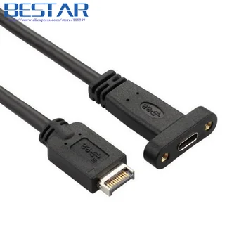 USB3.1 USB 3.1 Panoul Frontal Antet de tip e Tip E pentru USB de Tip C-C C de sex Feminin Cablu de Extensie 50cm de 0,5 m, cu Montare pe Panou cu Șurub