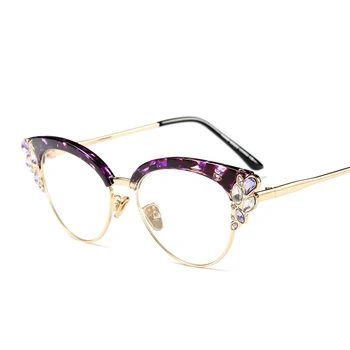 Peekaboo stras ochi de pisica ochelari rame pentru femei brand designeri 2018 lux, sexy ochelari ochi de pisica negru