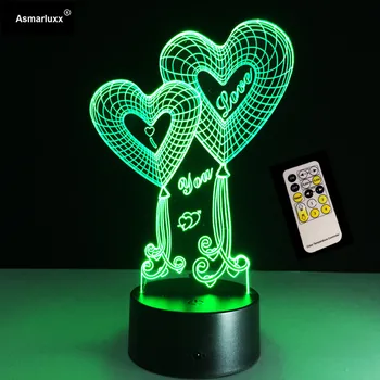 Cadou de Ziua îndrăgostiților Magazin 4 Dragoste mai Bune Oferte Pentru Dragoste Inimă 3D LED Lumina de Noapte Cu 3D luminos Touch Control de la Distanță Lampă de Masă