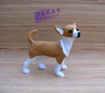 Drăguț simulare în picioare câine model de rășină și blană chihuahua model de papusa cadou despre 22x9x21cm 1821