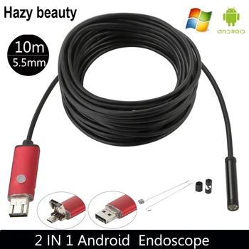 Tulbure frumusețea Endoscop USB rezistent la apa 10M de Cablu 6LED 5.5 mm Puncte de Inspecție Fir de Camera Cu Mini aparat de Fotografiat Oglindă, Cârlig, Magnet