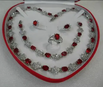 Dubai turc din africa set de bijuterii margele femei bijuterie roșu alb Cercei Bratara Colier Inel Fin Placat cu Mireasa larg