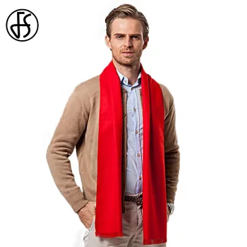 FS European de Culoare Solidă pentru Bărbați Eșarfă Roșie Designer de Brand Stil de Lână Cașmir Moale Eșarfe Cachecol Masculino Inverno Iarna Șaluri