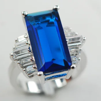 Albastru De Cristal Zircon Moda Femei Argint 925 Inel F874 Dimensiune 6 7 8 9 10