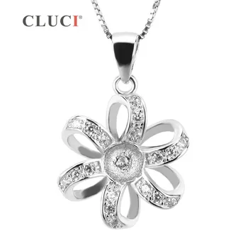 CLUCI femei bijuterii Forma de Floare argint 925 colier de perle pandantiv accesorii, se pot lipi pe pearl