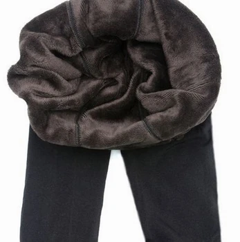 Femeile Gros Cald Fleece Căptușit Cu Blană De Iarnă Strâns Sexy Creion Negru Pantaloni