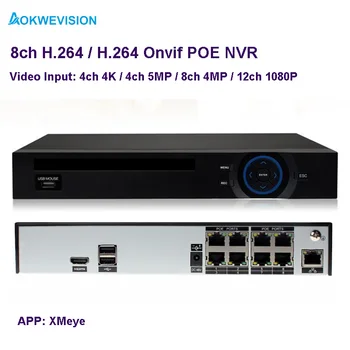 New sosire XMeye Onvif H. 265 / H. 264 4 canale 5MP / 8ch 4MP ONVIF, POE NVR recorder video de rețea pentru camera IP cu ieșire HDMI