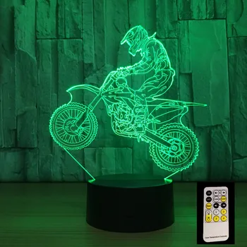 3D Motocross Bicicleta Noapte de la Distanță sau de Control Tactil Iluzie Lămpi de Masă 7 Culori USB Schimba Lampa de Birou Lampă lumina de Noapte pentru Copii Cadou