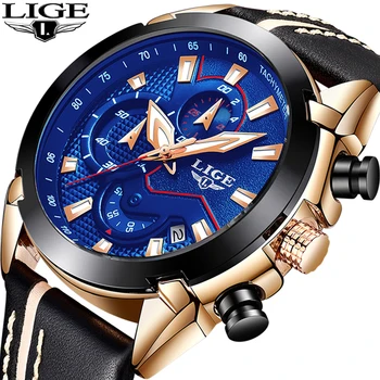 Relogio Masculino LIGE Brand de Moda pentru Bărbați Ceasuri Militare Sport Cuarț Ceas de Oamenii de Afaceri din Piele Impermeabil Ceas de mana Ceas