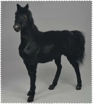 Noua simulare 1:6 negru cal de război jucărie realiste sânge de cal papusa cadou despre 36x34cm