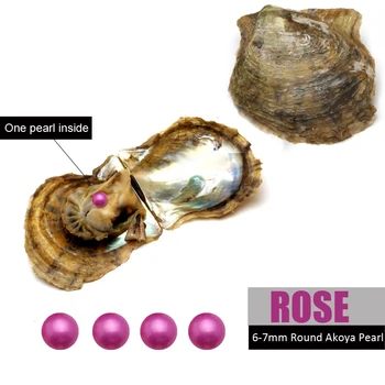 30pcs apă sărată 6-7mm rotund perle akoya oyster singură culoare rose, clasa AAA stridii midii bijuterii accesoriu face