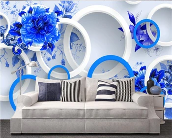 Beibehang Personalizate la nivel înalt pictura decorativa papel de parede 3d wallpaper flori bogate de verde și albastru de moda de fundal 3D