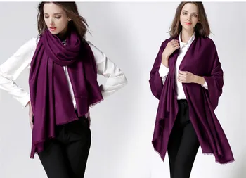 Lână merinos diagonal femei de moda eșarfă șal pashmina toate-de potrivire de culoare solidă de struguri violet 80x200cm