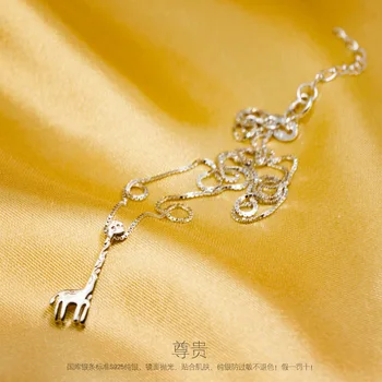 Real. Argint 925 Safari Giraffe Pandantiv Colier Pentru Femei Animal din Africa de Sterling-silver-bijuterii Boho GTLX623