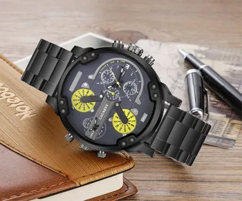 CAGARNY Ceas Brand Bărbați Cuarț Mens Ceasuri din Oțel Inoxidabil Curea Dual Time Zone Militare Ceasuri de mana Casual Reloj Hombre