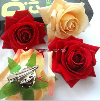 24buc/lot Artificială de Înaltă Calitate Velvet Rose Floare Broșă Agrafe de Par Mireasa Nunta Petrecere Femeie Floare de Păr Fascinator
