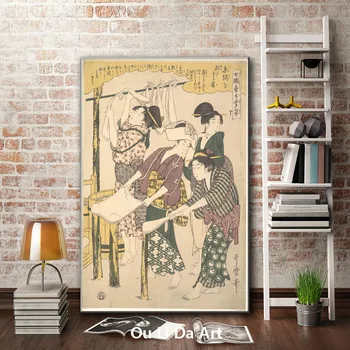 Clasic Japonia kimono pentru femei matase pictura in ulei pe panza pictura tiparituri imprimate pe canvas wall art decor imagine
