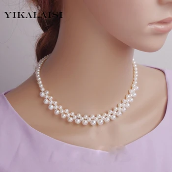 YIKALAISI 2017 Natural de apă Dulce Pearl Colier bijuterii 5-6/ 7-8 mm pearl Argint 925 de Bijuterii de vânzare fierbinte Pentru Femei