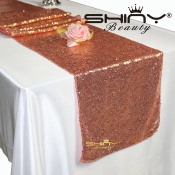 ShinyBeauty 14x96inch a Crescut de Aur de Lux Tabelul Runner Rose Gold Sequin Tabelul Runner pentru Restaurant Decoratiuni de Masă -o