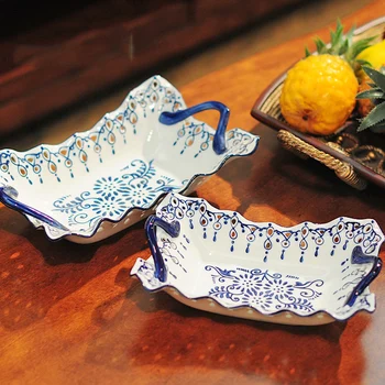 Jingdezhen Ceramică Străpuns stil Chinezesc Clasic Bol de Fructe Handpainted Albastru și Alb Portelan Arte și Meserii Gustare Placa