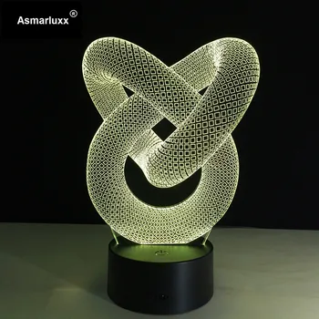 Dragoste Nod Cercul Abstract Spirală Bulbing 3D LED Holograma Iluzii 7 Culori Schimbare de Decor Lampa cel Mai bine Lumina de Noapte Cadou Gratuit