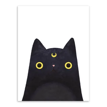Acuarelă Japoneză Pisica De Companie Fata De Animale A4 De Mare Arta De Imprimare Poster Kawaii Perete Tablou Canvas Tablou Fara Rama Camera Pentru Copii Home Deco
