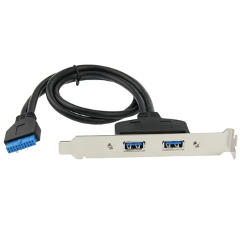 1.5 ft 19 / 20 Pini de sex feminin header USB la Dual USB 3.0 Tyep O Femeie Cablu Dublu deck USB3.0 Splitter Cablu șuruburi panou găuri