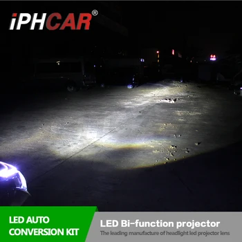 Transport gratuit IPHCAR Styling Auto Super-Luminos LED-uri Proiector Lentilă cu LED-uri Albe Halo Înger High Low Beam Bi Lentilă LED Faruri