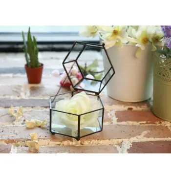Șase părți de metal cutie de sticlă ghiveci de flori plantat metal, sticlă, vase pentru desktop decor Geometric vaze art decor